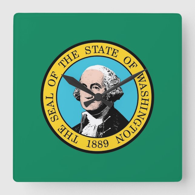 Horloge Carrée Wall Clock with Flag of Washington State, USA (Recto)