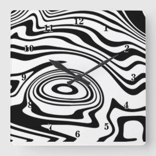 Horloge Carrée Wall Clock with Waves