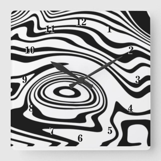 Horloge Carrée Wall Clock with Waves (Recto)