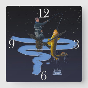 Horloge Carrée Walleye Fishing Extérieur Fisherman's Sporting Gif