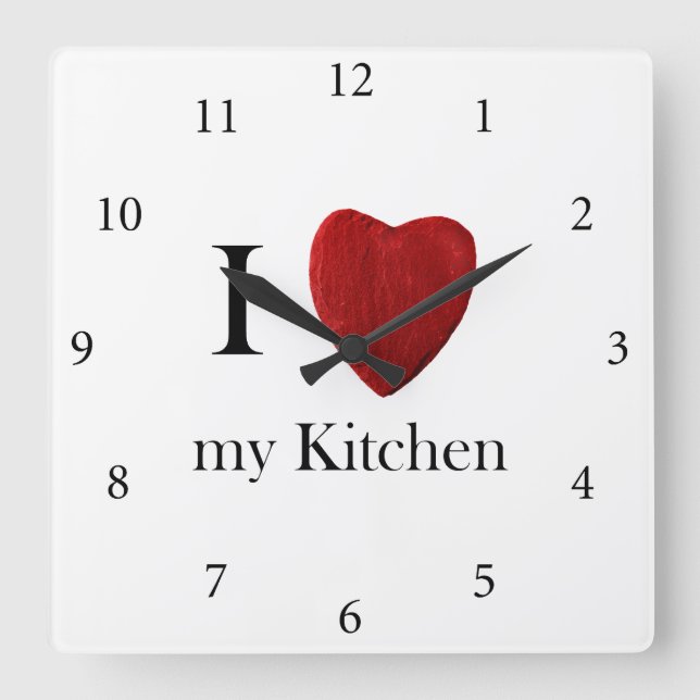 Horloge Carrée Wanduhr I Love my Kitchen (Recto)