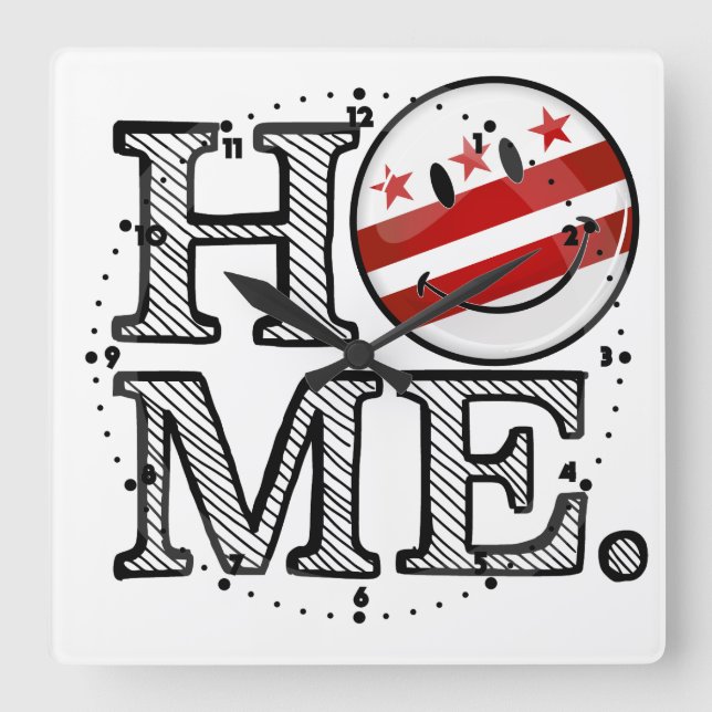 Horloge Carrée Washhington DC Smiling Flag Home (Recto)