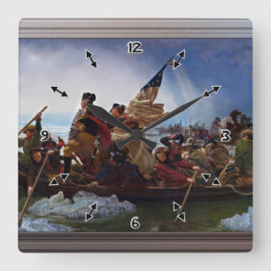Horloge Carrée Washington Traverser le Delaware par Emanuel Leutz