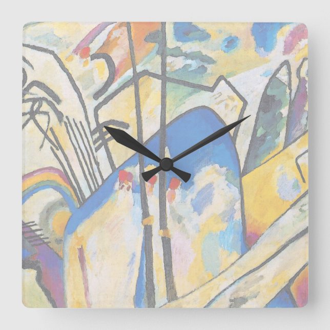 Horloge Carrée Wassily Kandinsky Composition Quatre - Art Abstrai (Recto)