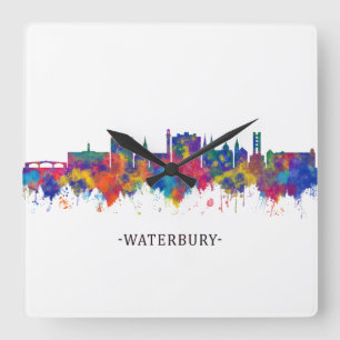 Horloge Carrée Waterbury Connecticut Skyline