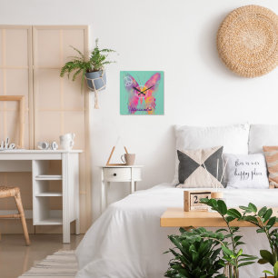 Horloge Carrée Watercolor Butterfly Peace Signs Girls Aqua