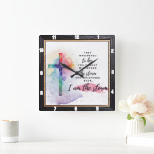 Horloge Carrée Watercolor Cross Empower Storm