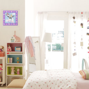 Horloge Carrée Watercolor Fairies Lavender