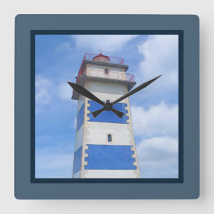 Horloge Carrée Watercolor lighthouse