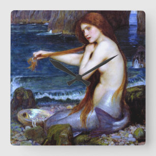 Horloge Carrée Waterhouse : La Sirène