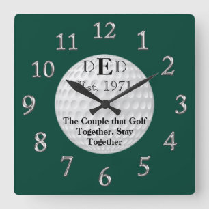 Horloge Carrée Wedding Anniversary Golf Clock with YOUR