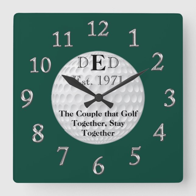 Horloge Carrée Wedding Anniversary Golf Clock with YOUR (Recto)