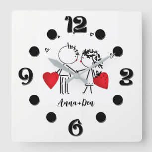 Horloge Carrée Wedding , day Valenine , love