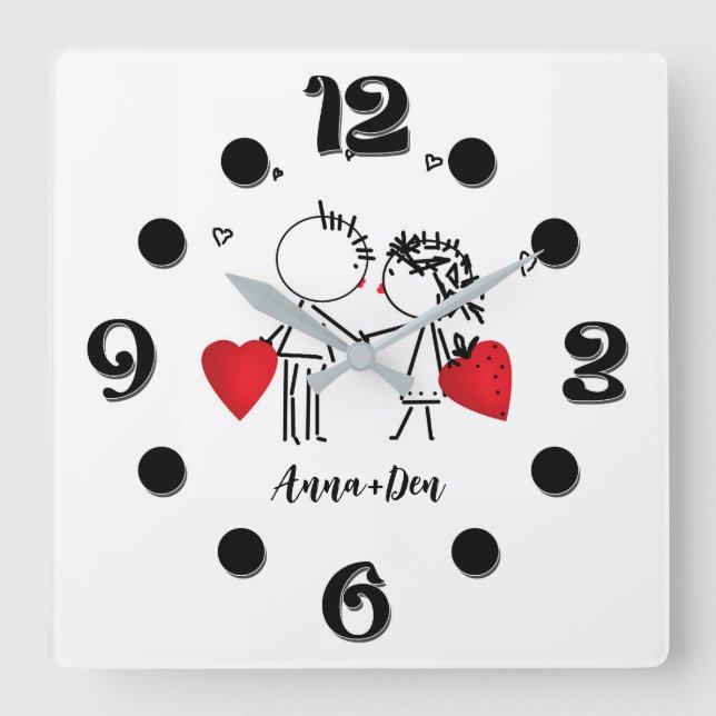 Horloge Carrée Wedding , day Valenine , love (Recto)