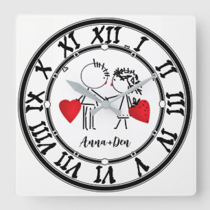 Horloge Carrée Wedding , day Valenine , love