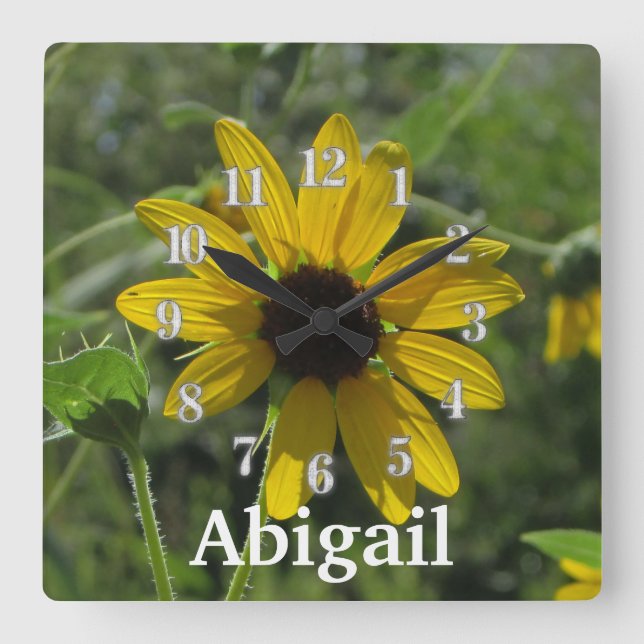 Horloge Carrée Welcome To The World Flower Photo Yellow Floral La (Recto)