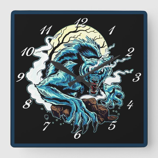 Horloge Carrée Werewolf Moon (Recto)