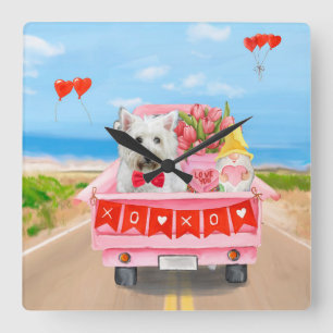 Horloge Carrée West Highland White Terrier Camion de la Saint-Val