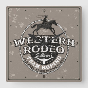 Horloge Carrée Western Rodeo ADD