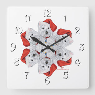 Horloge Carrée Westie Snowflake