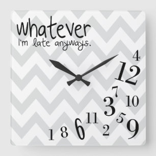 Horloge Carrée whatever - gray and white chevron