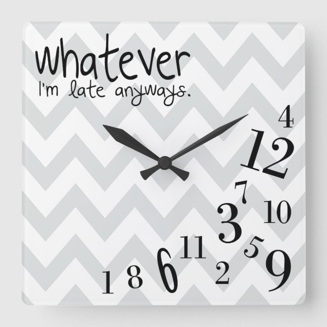 Horloge Carrée whatever - gray and white chevron (Recto)