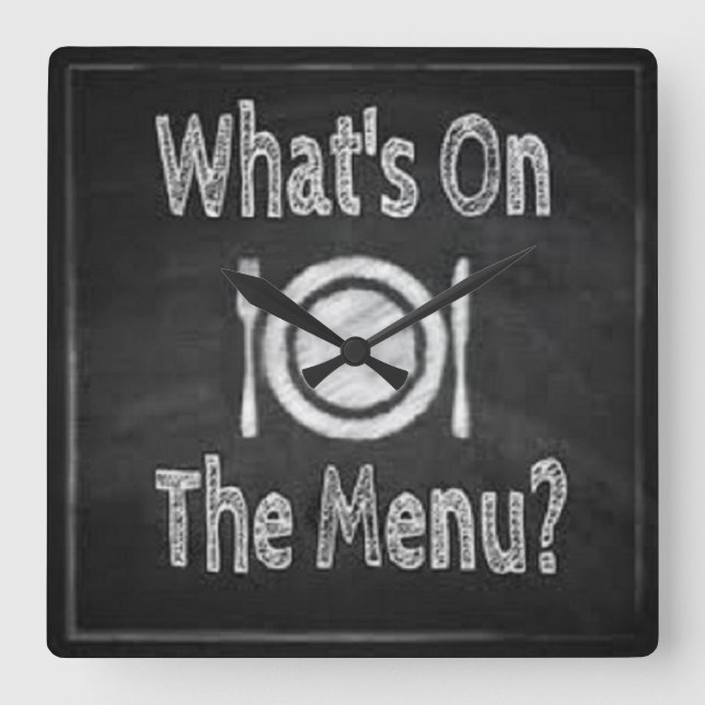 Horloge Carrée What's on the menu Wall Clock (Recto)
