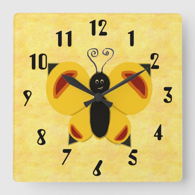 Horloge Carrée Whimsy Butterfly (Recto)