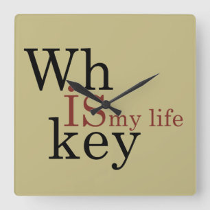 Horloge Carrée Whiskey cite d'amusants propos d'alcool