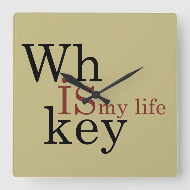 Horloge Carrée Whiskey cite d'amusants propos d'alcool (Recto)