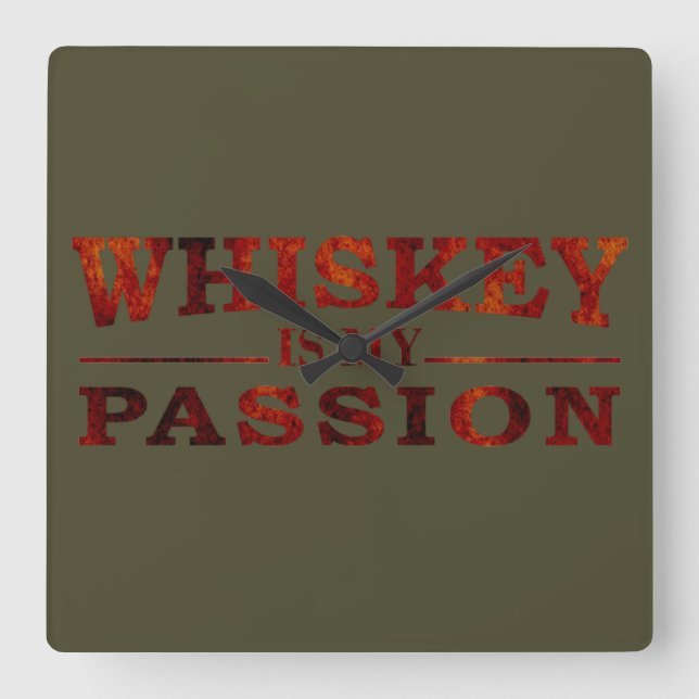 Horloge Carrée Whiskey est ma passion drôle de dire alcool (Recto)