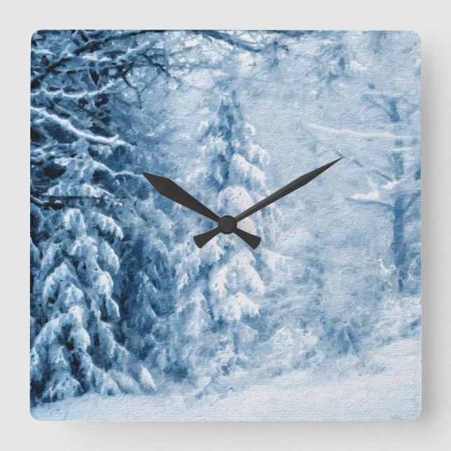 Horloge Carrée Whispers d'hiver (Recto)