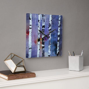 Horloge Carrée Whispers of the Winter Woods