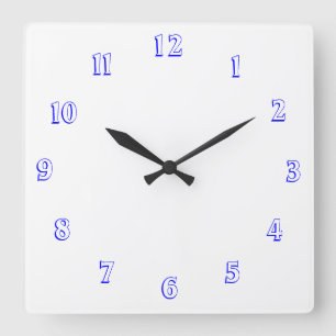 Horloge Carrée White and Blue Plain Kitchen Clocks