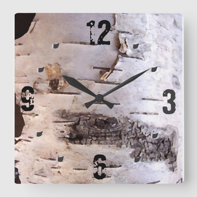 Horloge Carrée White Birch Bark (Recto)