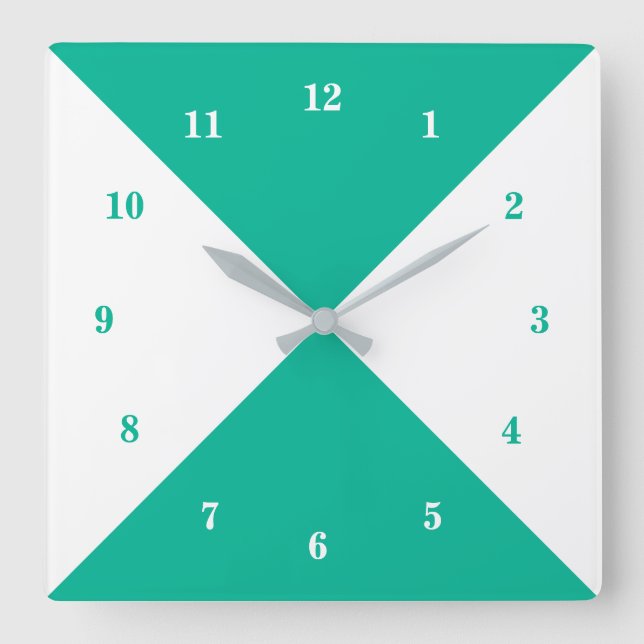 Horloge Carrée White & Blue Green (Recto)