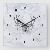 White Marble Texture & Black Deer