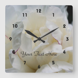 Horloge Carrée White Peony Flower