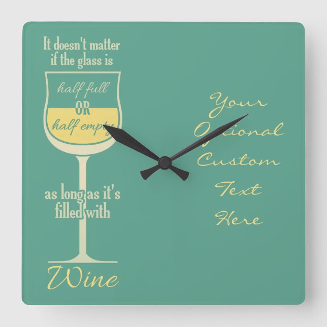 Horloge Carrée White Wine Glass custom wall clock (Recto)