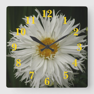 Horloge Carrée White Yellow Flower