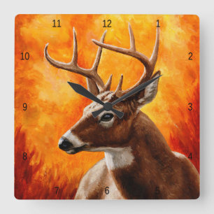 Horloge Carrée Whitetail Deer