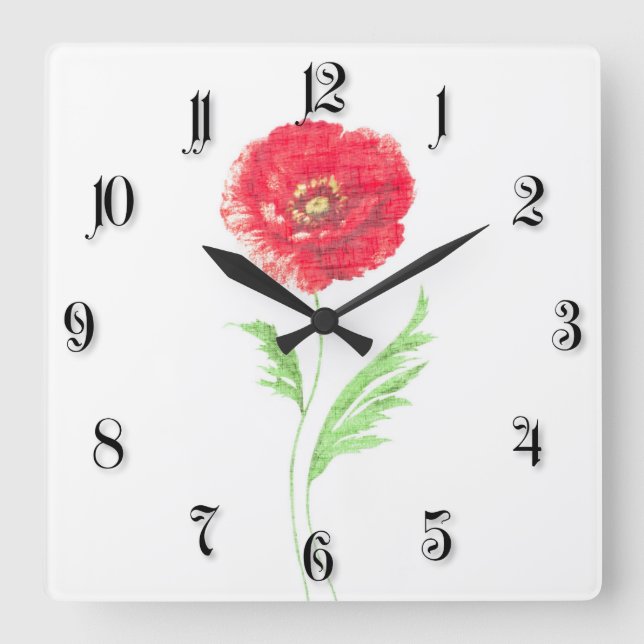 Horloge Carrée Wild poppy flower (Recto)