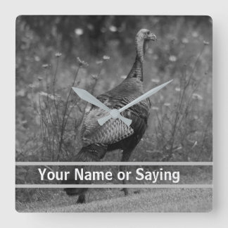 Horloge Carrée Wild Turkey B&W photo