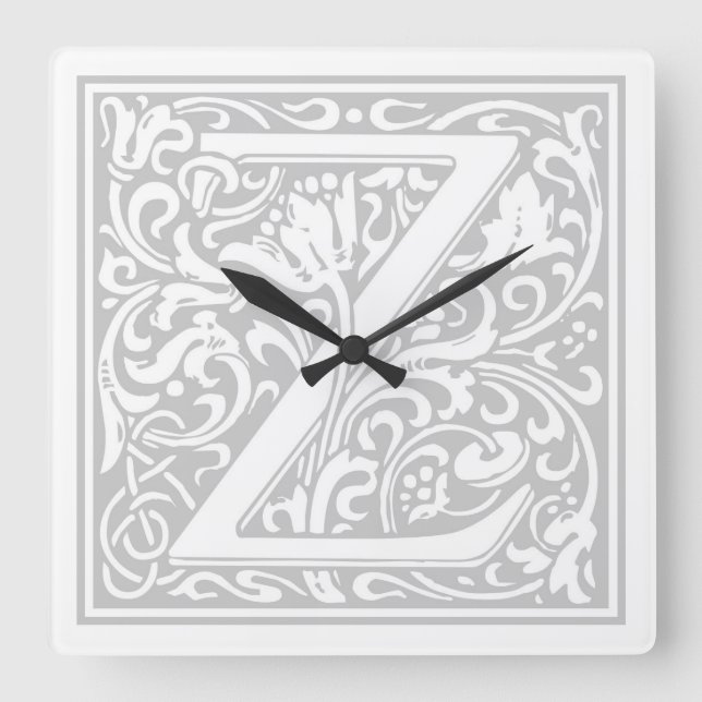 Horloge Carrée William Morris Alphabet "Z" (Recto)