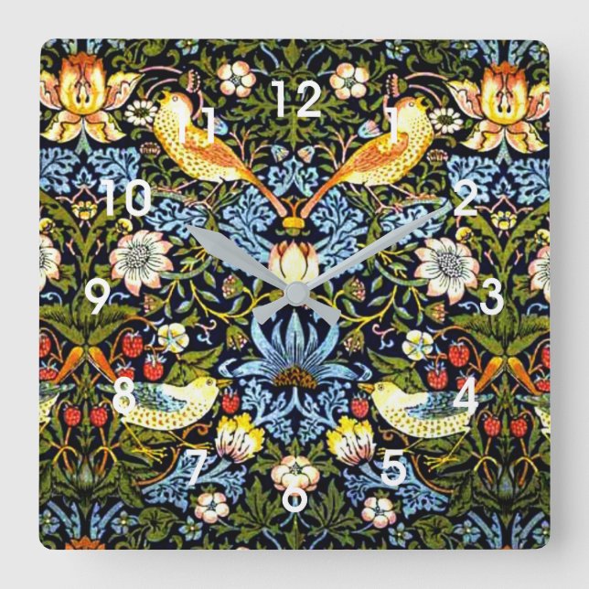 Horloge Carrée William Morris - Thief aux fraises (Recto)