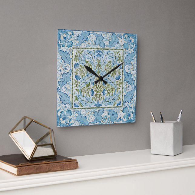 Horloge Carrée William Morris & Wilhelmina Style Prints (Bureau)