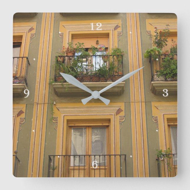 Horloge Carrée Window Espana Photo Square Wall Clock (Recto)