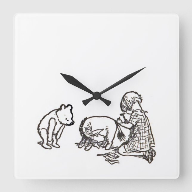 Horloge Carrée Winnie le croquis de Pooh (Recto)