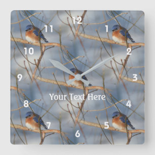 Horloge Carrée Winter Bluebird Nature Motif