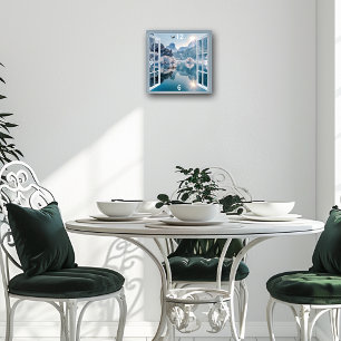 Horloge Carrée Winter Lake Eagle Pêcheur Snowy Mounts